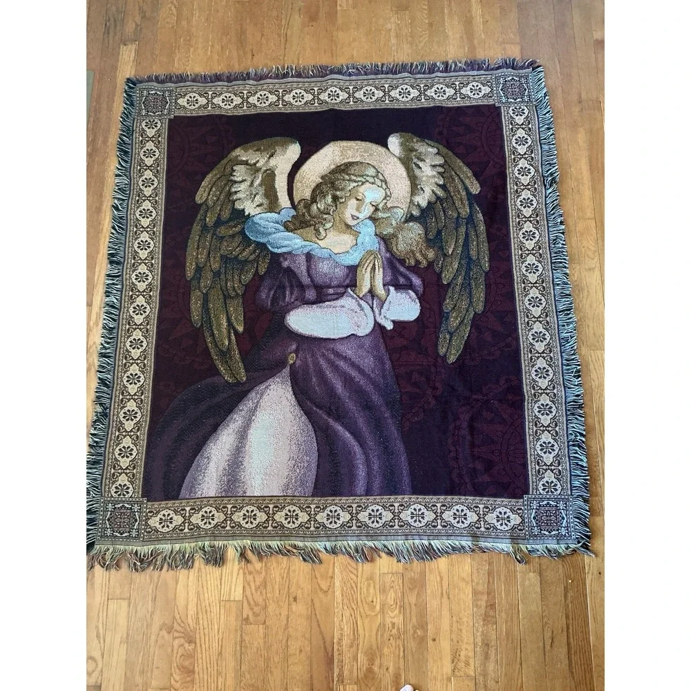 Guardian Angel Praying Tapestry Throw Blanket Approx 50